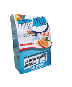 Alternative view of PHARMAMED MAGNEZIJ 400 DIREKT + VITAMINI C I B6, 20 vrećica, Okus narandže.