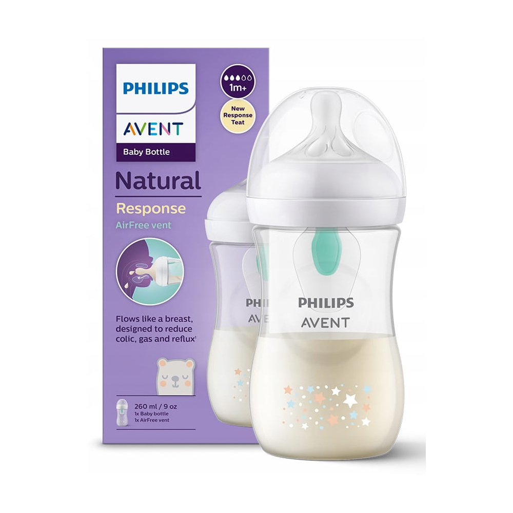 Avent Bočica Natural Response 260ml AirFree Ventil Medo 1m+ AV673/82