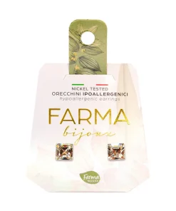 Farma Bijoux Hipoalergene naušnice Crystal Carre, 6mm